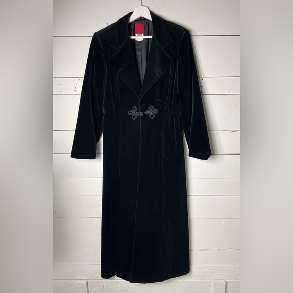 JS Collection Long Black Cotton Velvet Opera Cape Coat Size Large - Picture 1 of 7